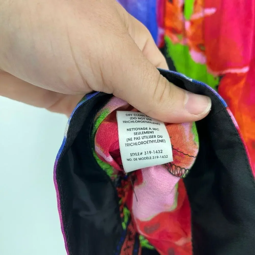 Nanette Lepore Blouse Button Front Abstract Floral Silk Multicolor Womens SP - Picture 8 of 8